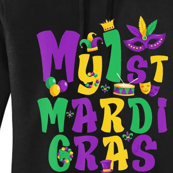 Mardi Gras Party My First Mardi Gras funny festival Women's Pullover Hoodie