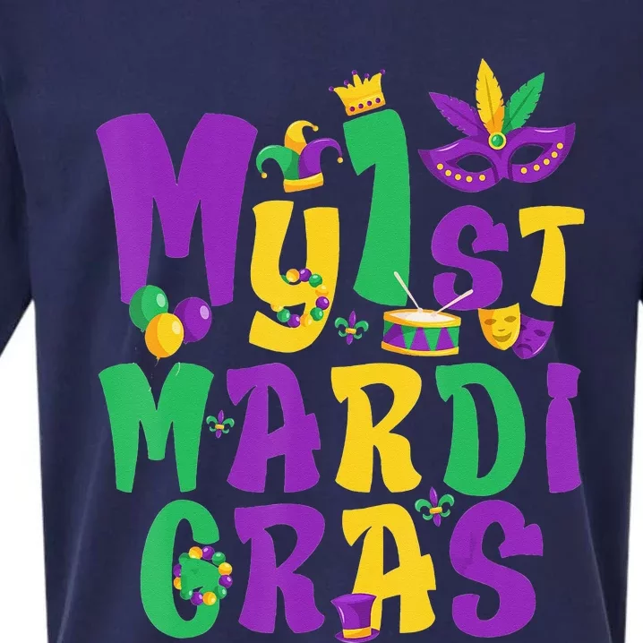 Mardi Gras Party My First Mardi Gras funny festival Sueded Cloud Jersey T-Shirt