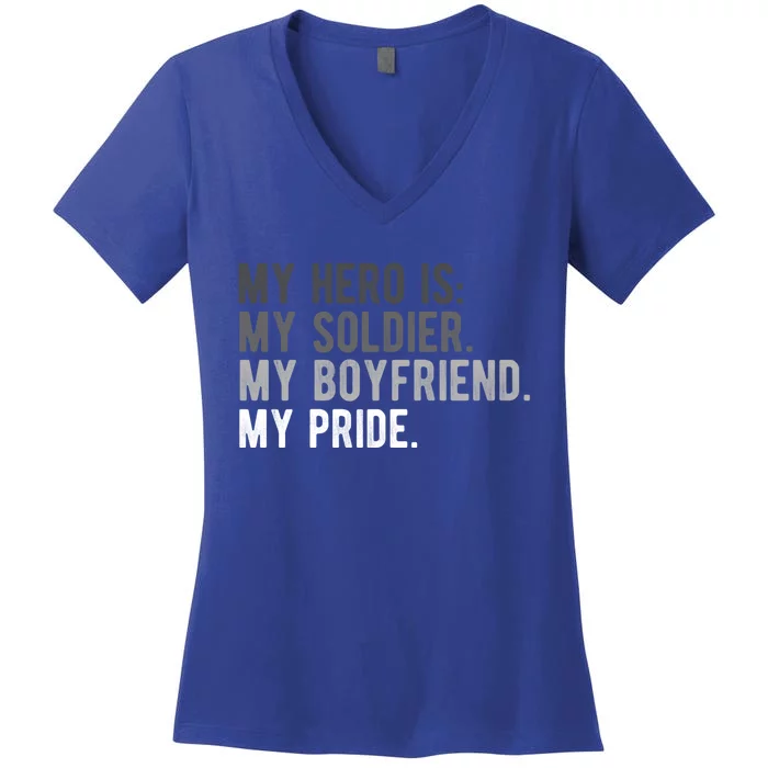 Military Gift Proud Army Friend Friend Hero Soldier Women's V-Neck T-Shirt