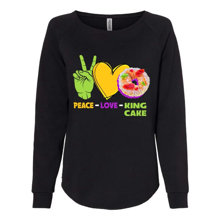 Mardi Gras Peace Love King Cake Colorful Mardi Gras Foodie Gift Womens California Wash Sweatshirt