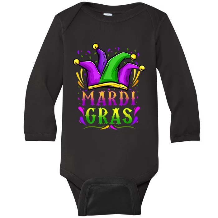 Mardi Gras Party Hat Gift Baby Long Sleeve Bodysuit