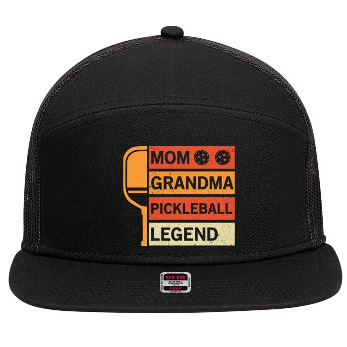 Mom Grandma Pickleball Legend Paddle Gift For Pickleball 7 Panel Mesh Trucker Snapback Hat