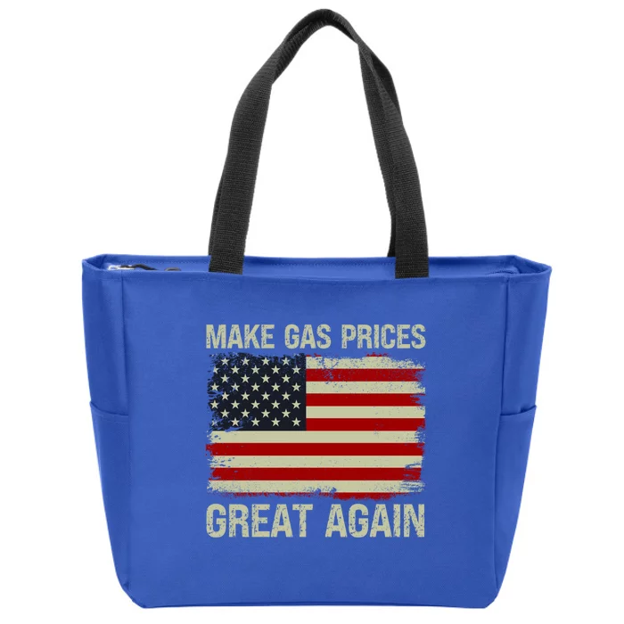 Make Gas Prices Great Again Distressed Usa Flag Gift Zip Tote Bag