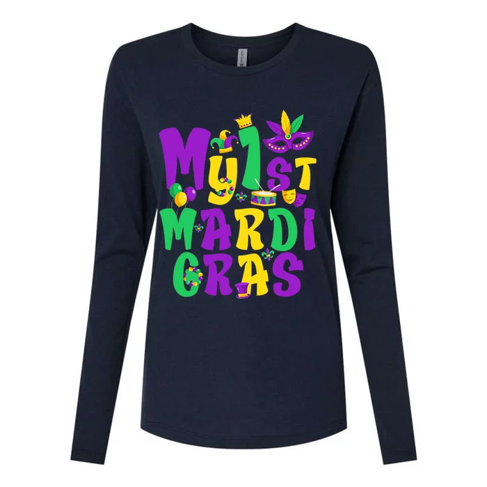 Mardi Gras Party My First Mardi Gras Outfit For Boy Girl Womens Cotton Relaxed Long Sleeve T-Shirt