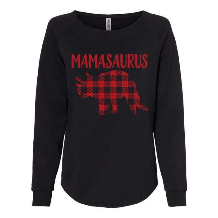 Mamasaurus Gift Plaid Triceratops Moms Of Dinosaurs Womens California Wash Sweatshirt