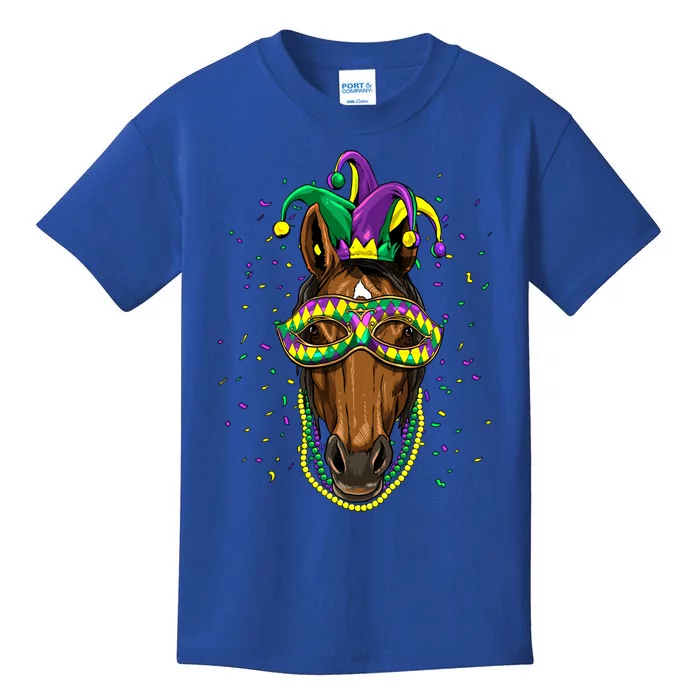 Mardi Gras Party Carnival Jester Horse Cow Horse Lover Gift Kids T-Shirt