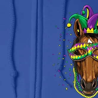 Mardi Gras Party Carnival Jester Horse Cow Horse Lover Gift Full Zip Hoodie