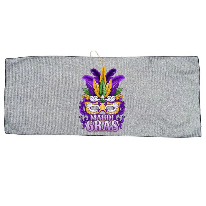 Mardi Gras Parade Gift Mask And Feathers Large Microfiber Waffle Golf Towel