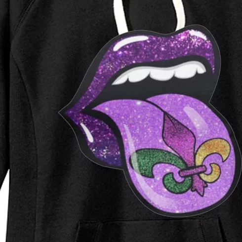 Mardi Gras Purple Lips And Tongue Tie Dye Gift Women's Fleece Hoodie