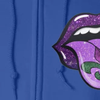 Mardi Gras Purple Lips And Tongue Tie Dye Gift Full Zip Hoodie