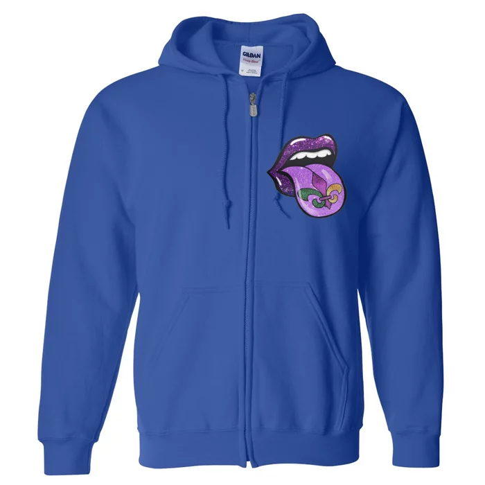 Mardi Gras Purple Lips And Tongue Tie Dye Gift Full Zip Hoodie