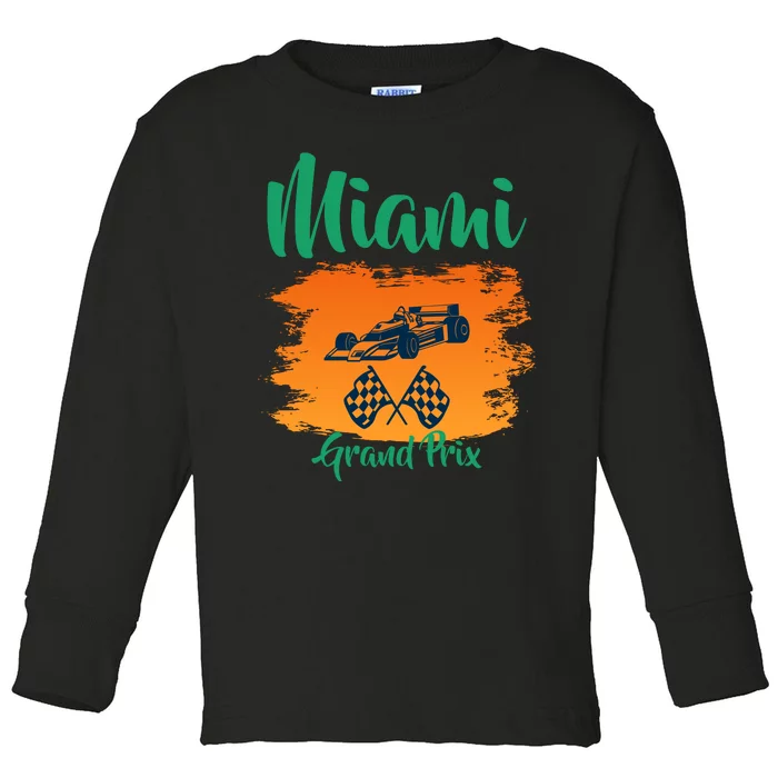 Miami Grand Prix 2022 Race Miami Gardens Retro Vintage Toddler Long Sleeve Shirt