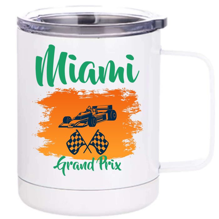 Miami Grand Prix 2022 Race Miami Gardens Retro Vintage Front & Back 12oz Stainless Steel Tumbler Cup