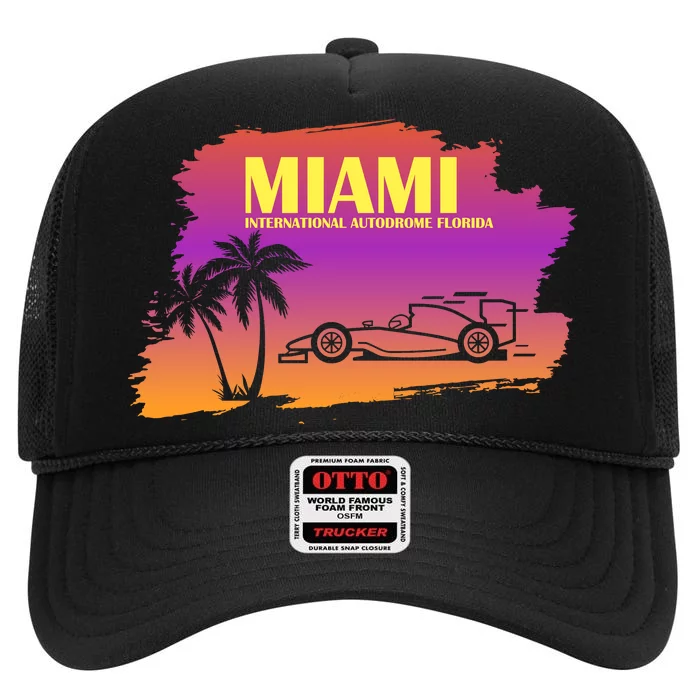 Miami Grand Prix 2022 Race Miami Gardens Retro Vintage High Crown Mesh Trucker Hat