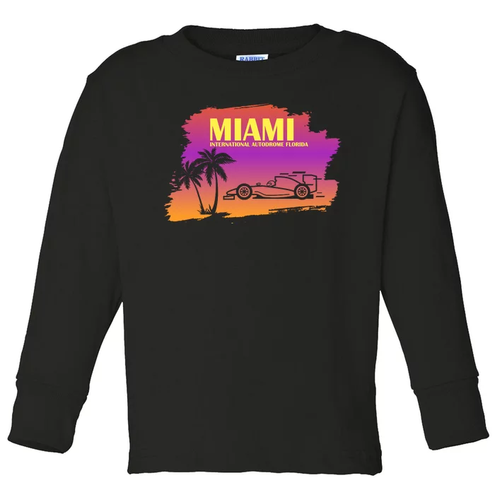 Miami Grand Prix 2022 Race Miami Gardens Retro Vintage Toddler Long Sleeve Shirt