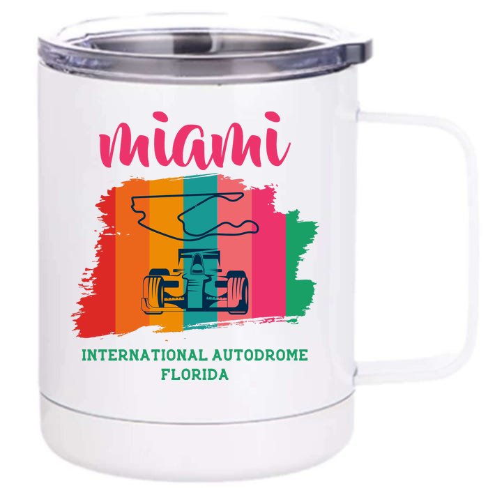 Miami Grand Prix 2022 Race Miami Gardens Retro Vintage Front & Back 12oz Stainless Steel Tumbler Cup