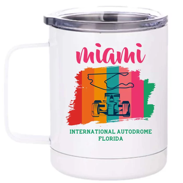 Miami Grand Prix 2022 Race Miami Gardens Retro Vintage Front & Back 12oz Stainless Steel Tumbler Cup