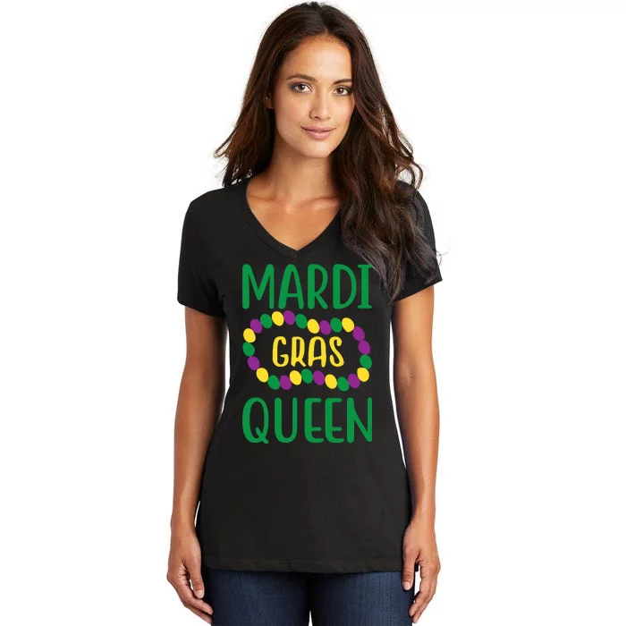 Mardi Gras Queen Women's V-Neck T-Shirt