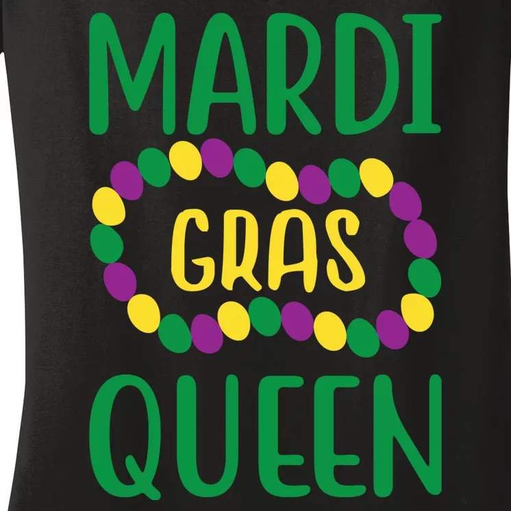 Mardi Gras Queen Women's V-Neck T-Shirt