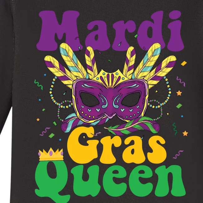 Mardi Gras Queen Funny Costume Mardi Gras Baby Long Sleeve Bodysuit