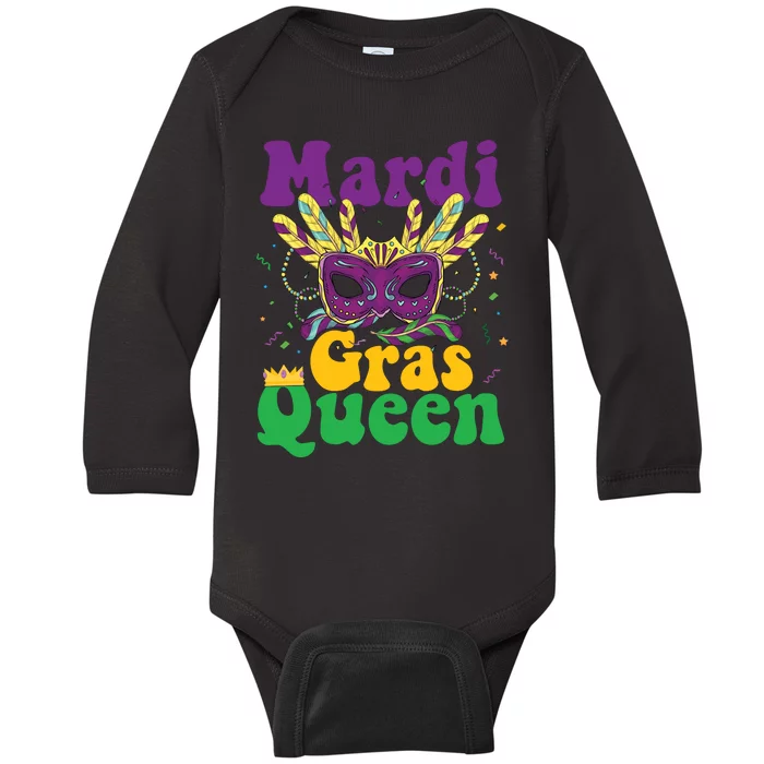 Mardi Gras Queen Funny Costume Mardi Gras Baby Long Sleeve Bodysuit