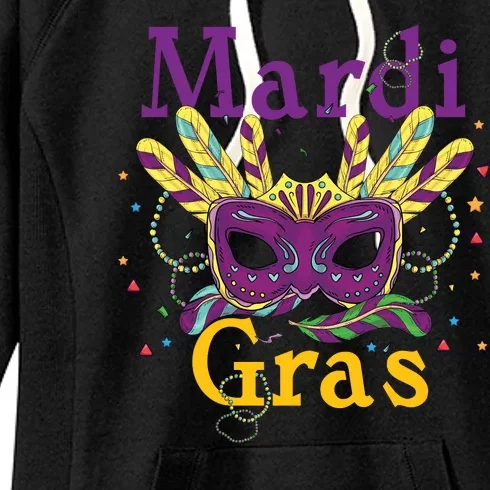 Mardi Gras Queen Mask Costume Women's Fleece Hoodie