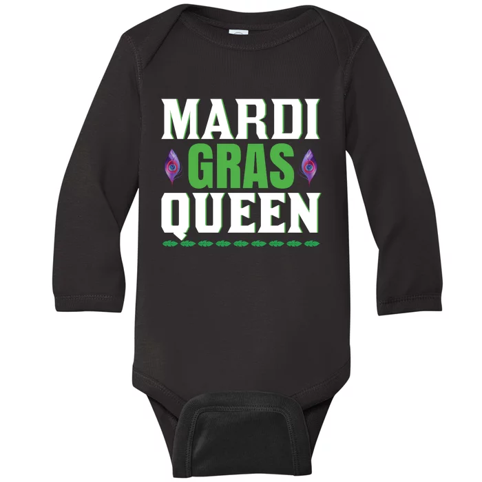 Mardi Gras Queen Baby Long Sleeve Bodysuit