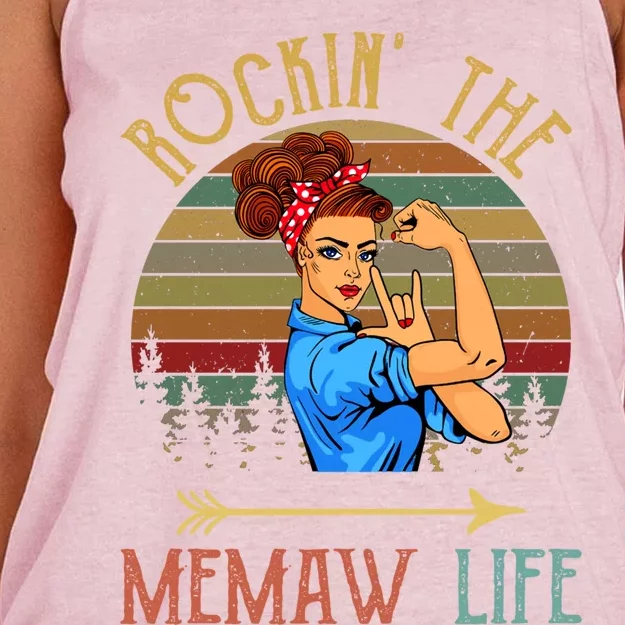 Memaw Gift Rockin' The Memaw Life Christmas Xmas Cool Gift Women's Knotted Racerback Tank