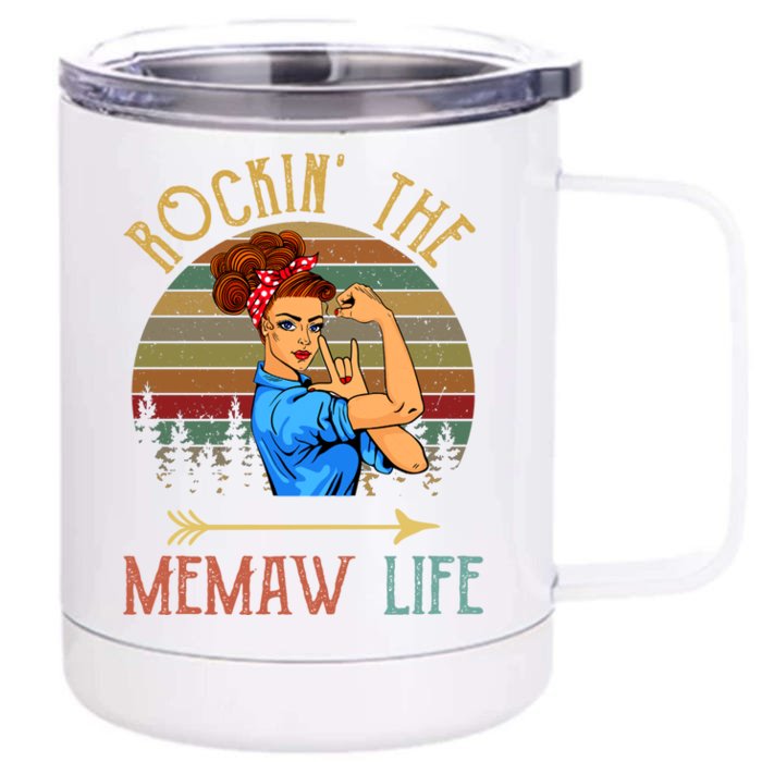 Memaw Gift Rockin' The Memaw Life Christmas Xmas Cool Gift Front & Back 12oz Stainless Steel Tumbler Cup