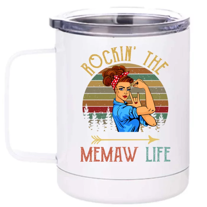 Memaw Gift Rockin' The Memaw Life Christmas Xmas Cool Gift Front & Back 12oz Stainless Steel Tumbler Cup