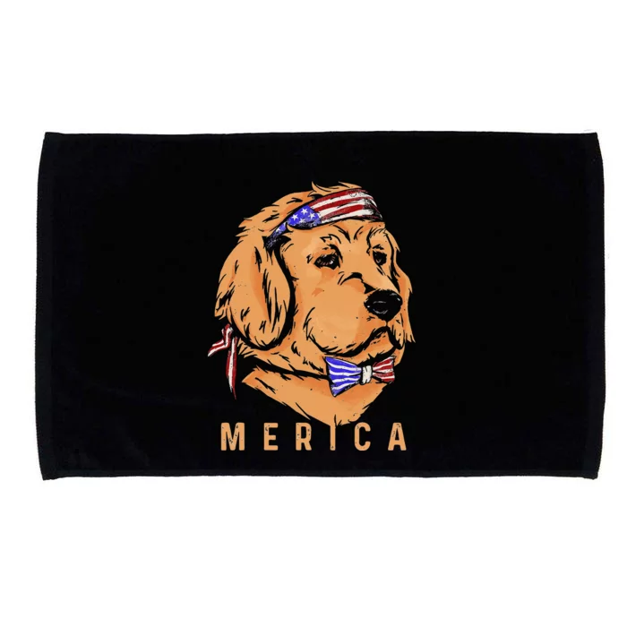 Merica Golden Retriever - Patriotic Funny Fourth of July Dog Microfiber Hand Towel