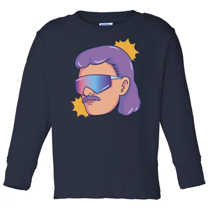 Mullet Guy Retro Toddler Long Sleeve Shirt