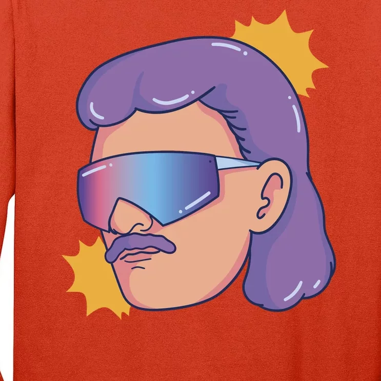 Mullet Guy Retro Tall Long Sleeve T-Shirt