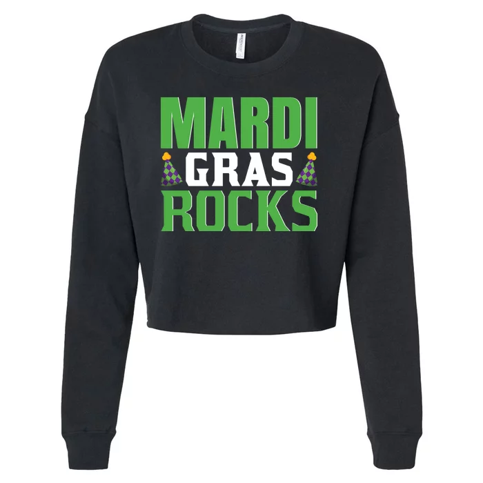 Mardi Gras Rocks Cropped Pullover Crew