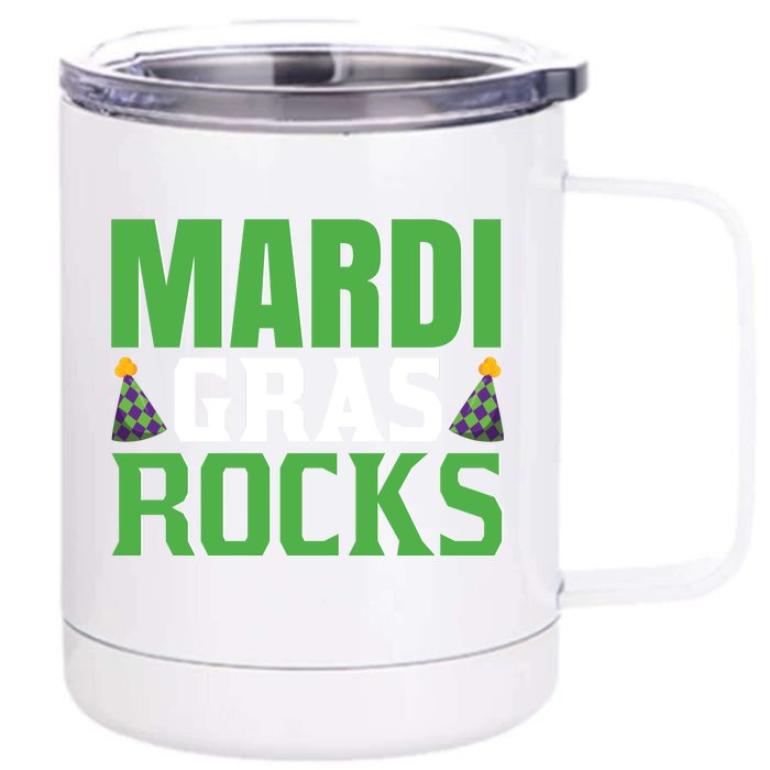 Mardi Gras Rocks Front & Back 12oz Stainless Steel Tumbler Cup