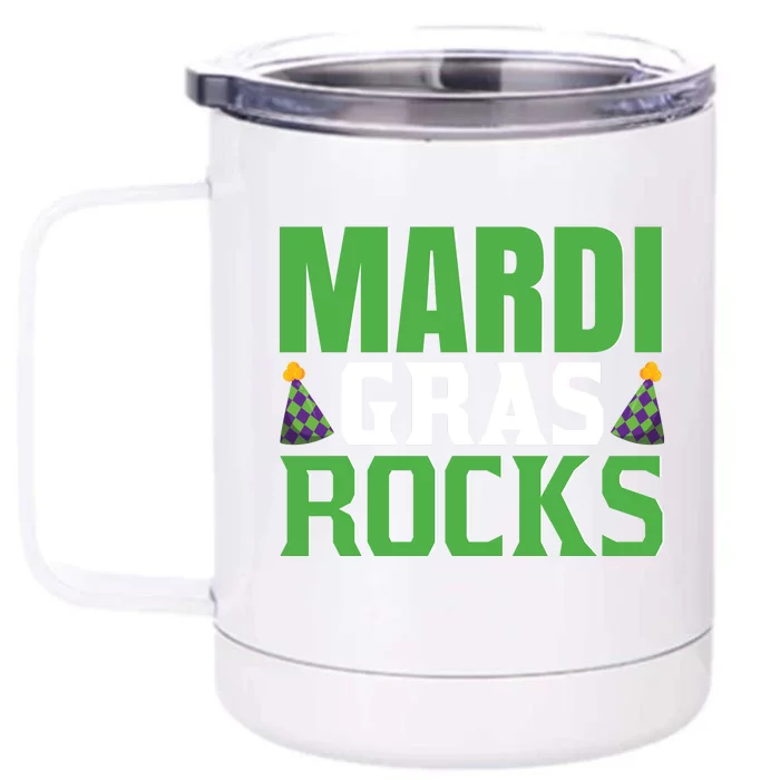 Mardi Gras Rocks Front & Back 12oz Stainless Steel Tumbler Cup