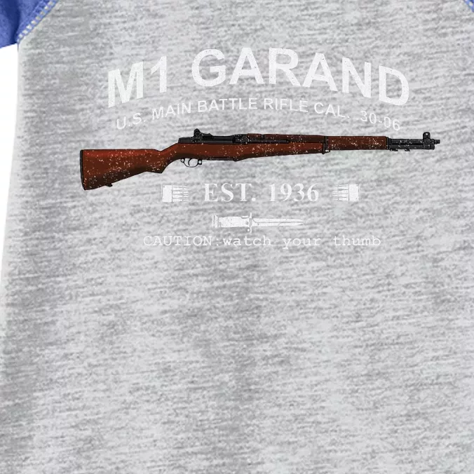 M1 Garand Rifle Gun Wwii Watch Your Thumb Est 1936 Graphic Infant Baby Jersey Bodysuit