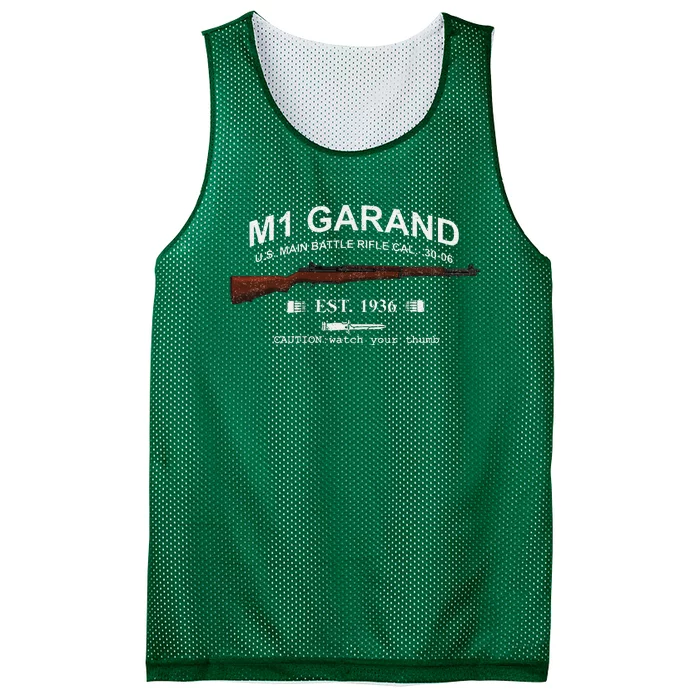 M1 Garand Rifle Gun Wwii Watch Your Thumb Est 1936 Graphic Mesh Reversible Basketball Jersey Tank