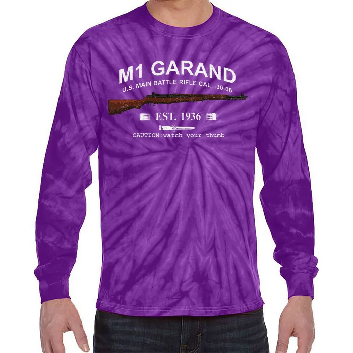 M1 Garand Rifle Gun Wwii Watch Your Thumb Est 1936 Graphic Tie-Dye Long Sleeve Shirt