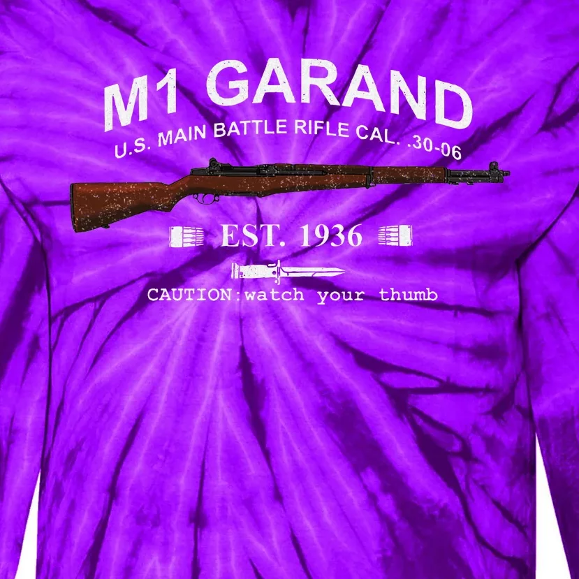 M1 Garand Rifle Gun Wwii Watch Your Thumb Est 1936 Graphic Tie-Dye Long Sleeve Shirt