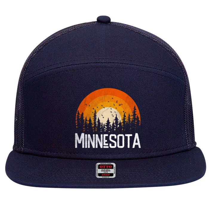 Minnesota Gift Retro Style Vintage 70s 80s Gift 7 Panel Mesh Trucker Snapback Hat