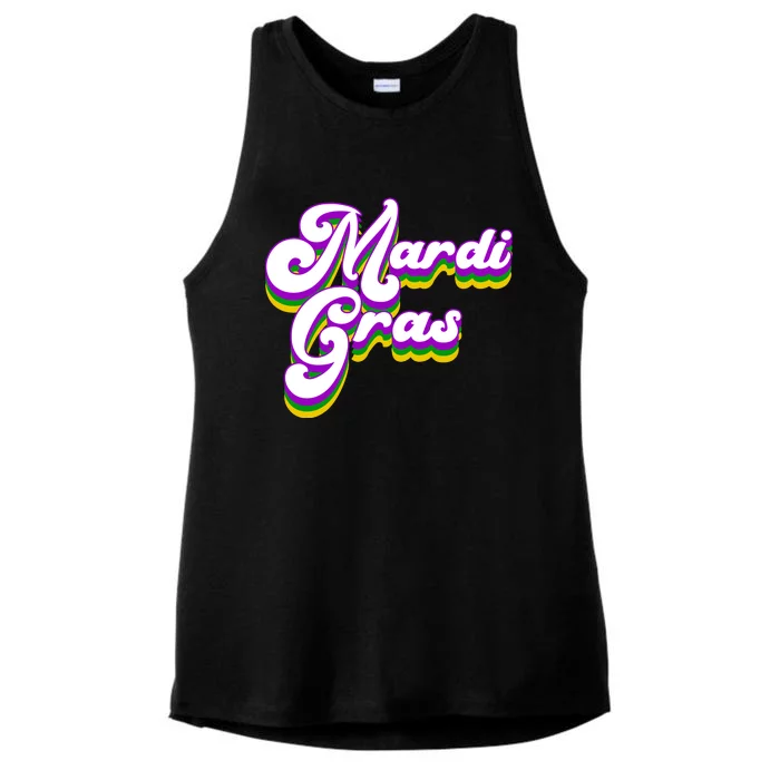 Mardi Gras Retro Festive Celebration Ladies Tri-Blend Wicking Tank