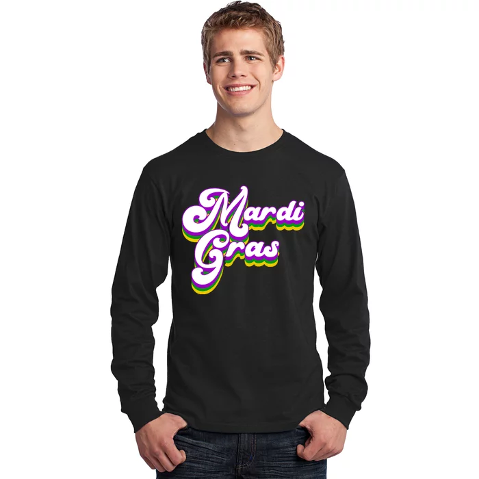 Mardi Gras Retro Festive Celebration Long Sleeve Shirt