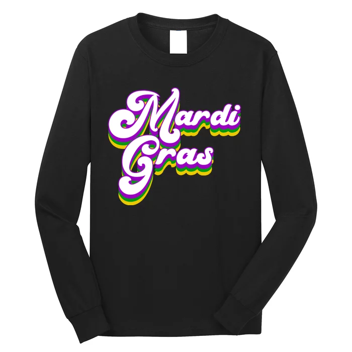 Mardi Gras Retro Festive Celebration Long Sleeve Shirt