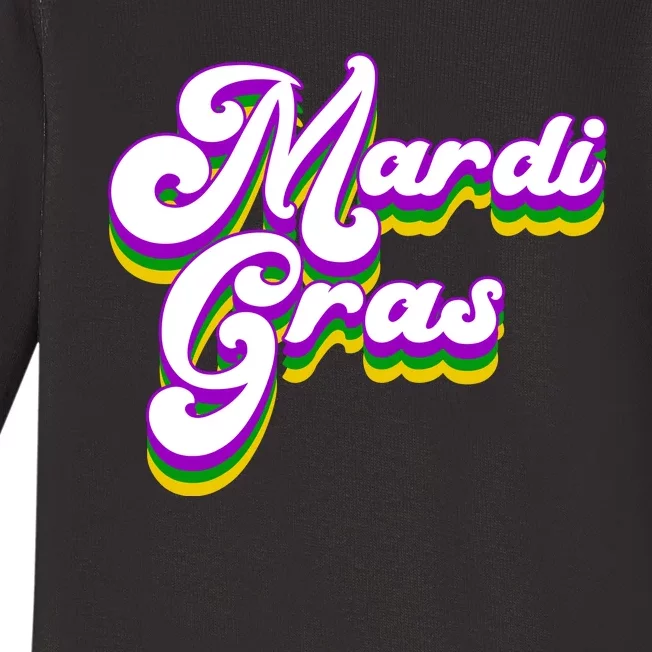 Mardi Gras Retro Festive Celebration Baby Long Sleeve Bodysuit