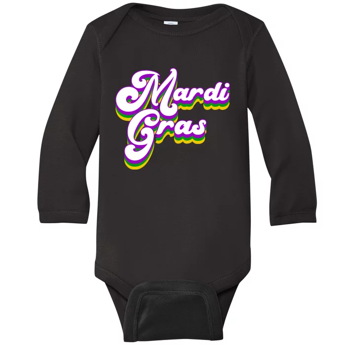 Mardi Gras Retro Festive Celebration Baby Long Sleeve Bodysuit