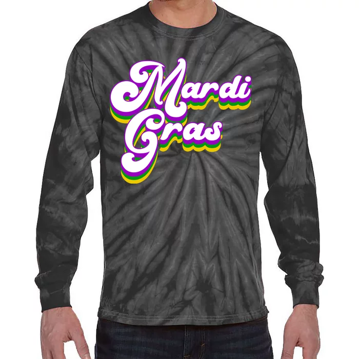 Mardi Gras Retro Festive Celebration Tie-Dye Long Sleeve Shirt