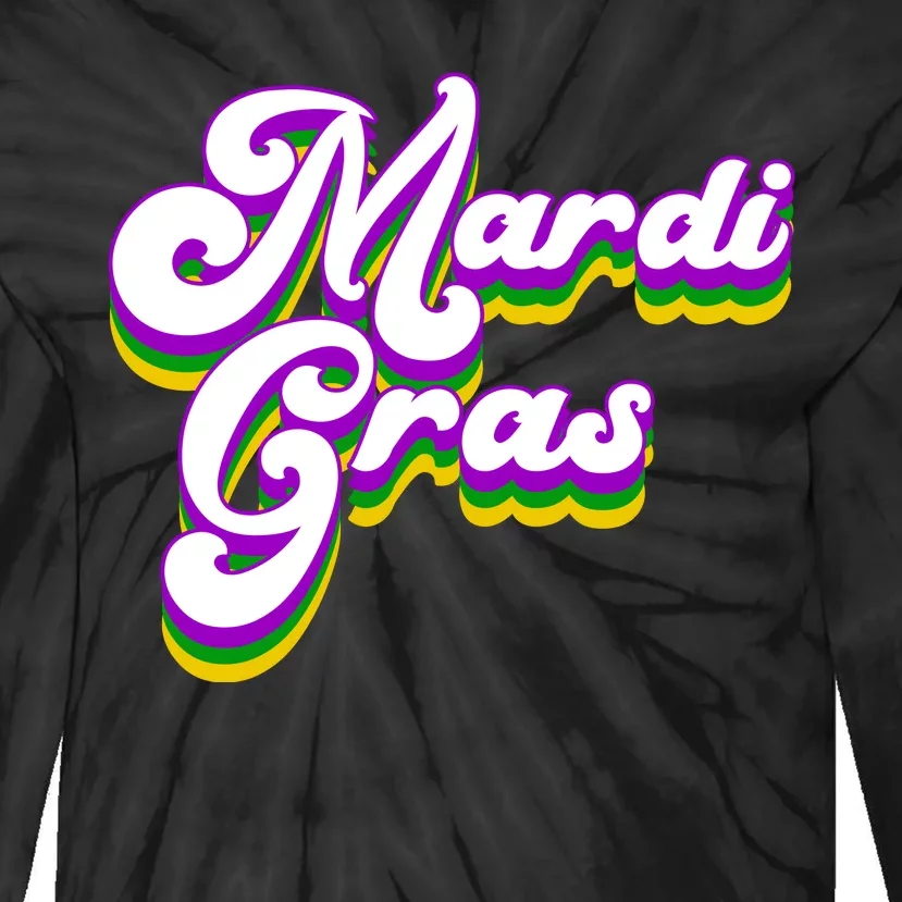 Mardi Gras Retro Festive Celebration Tie-Dye Long Sleeve Shirt