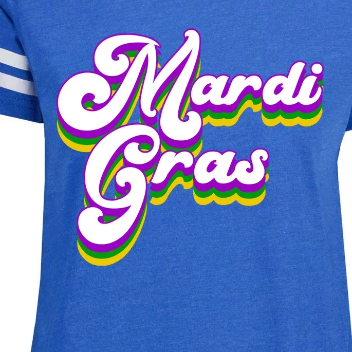 Mardi Gras Retro Festive Celebration Enza Ladies Jersey Football T-Shirt