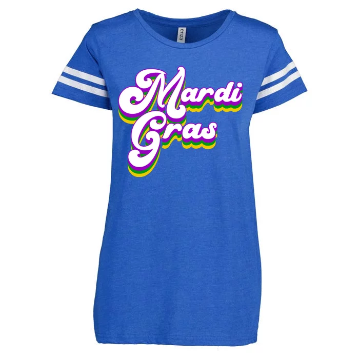 Mardi Gras Retro Festive Celebration Enza Ladies Jersey Football T-Shirt